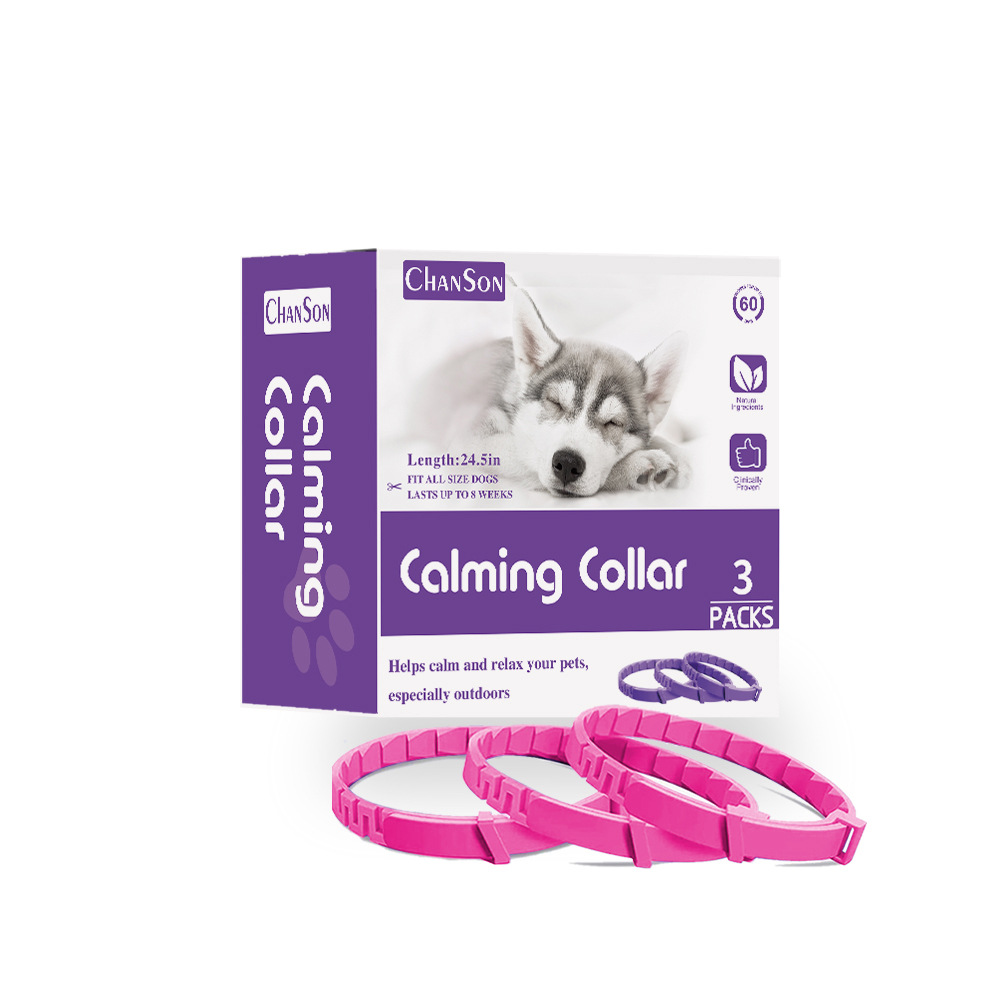 V888-ELOSUNG15286-214565-00 Pink Calming Collars for Dogs - Natural Stress Relief, Adjustable, 3 Pack (2 set/6PCS) - Image 1