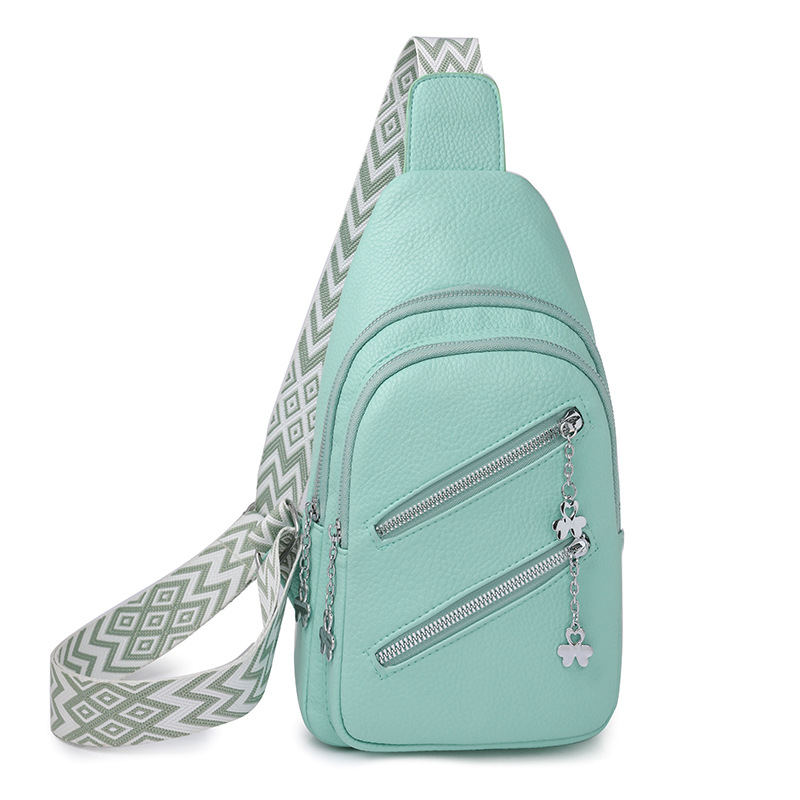 V888-ELOSUNG15307-212663-00 Waterproof Crossbody Sling Bag with Adjustable Strap - Mint Green - Image 1
