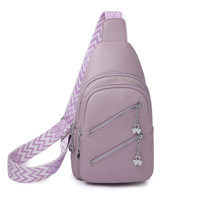 V888-ELOSUNG15311-212662-00 Waterproof Crossbody Sling Bag with Adjustable Strap - Purple - Image 1