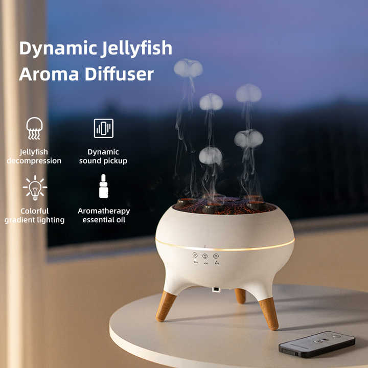 V888-ELOSUNG15368-213679-00 Dynamic Jellyfish Aroma Diffuser with Timer, Ambient Lighting, and Adjustable Mist Modes - Image 1