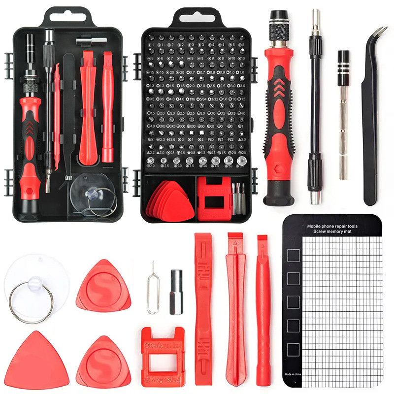 V888-ELOSUNG15415-213621-00 Red 122-in-1 Precision Screwdriver Tool Kit for Electronics and DIY Repair - Image 1