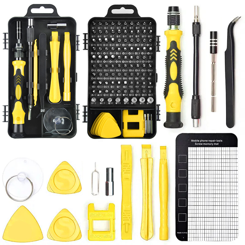 V888-ELOSUNG15417-213619-00 Yellow 122-in-1 Precision Screwdriver Tool Kit for Electronics and DIY Repair - Image 1
