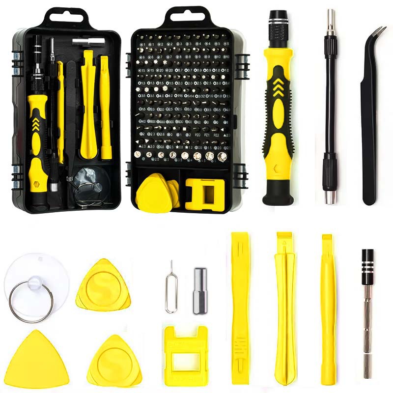 V888-ELOSUNG15423-213623-00 Yellow 115-in-1 Precision Screwdriver Tool Kit for Electronics and DIY Repair - Image 1