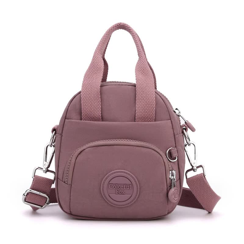 V888-ELOSUNG15535-214200-00 Deep Bean Paste Color Mini Waterproof Nylon Backpack - Lightweight Casual Crossbody Bag - Image 1