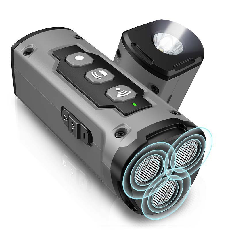 V888-ELOSUNG15618-214495-00 Gray Multifunctional Ultrasonic Dog Repeller & Flashlight - Long-Range SOS Emergency Light - Image 1