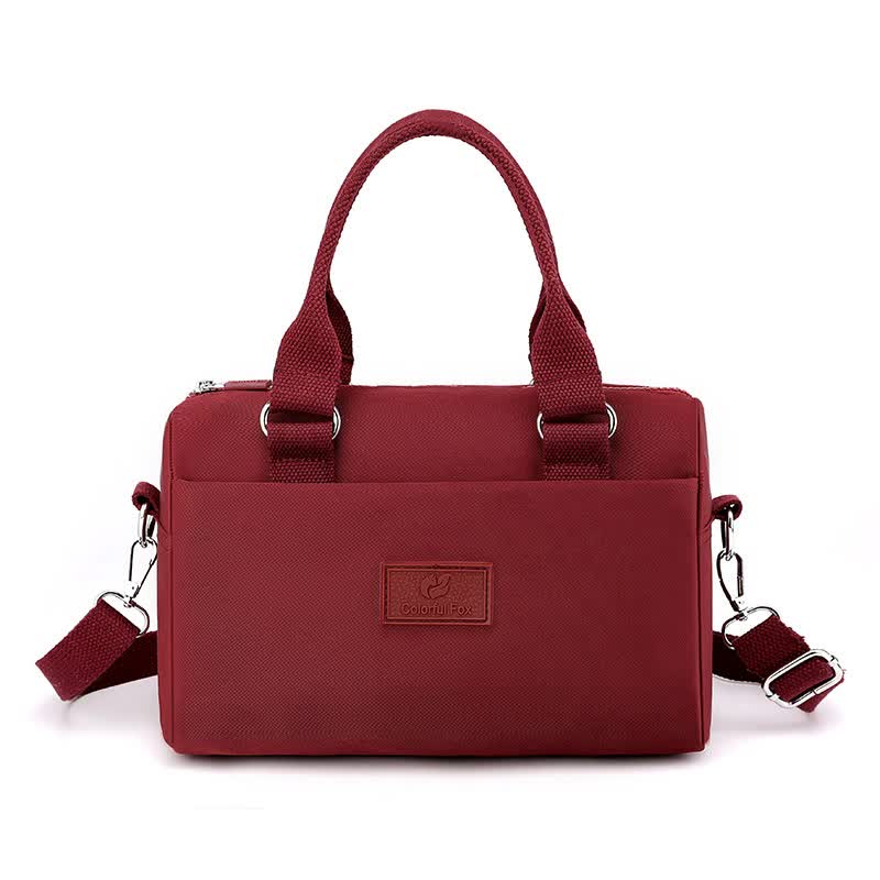 V888-ELOSUNG15717-215214-00 0486# Red Multifunctional Nylon Shoulder Bag - Lightweight and Spacious Handbag for Women, 27x18x14cm - Image 1