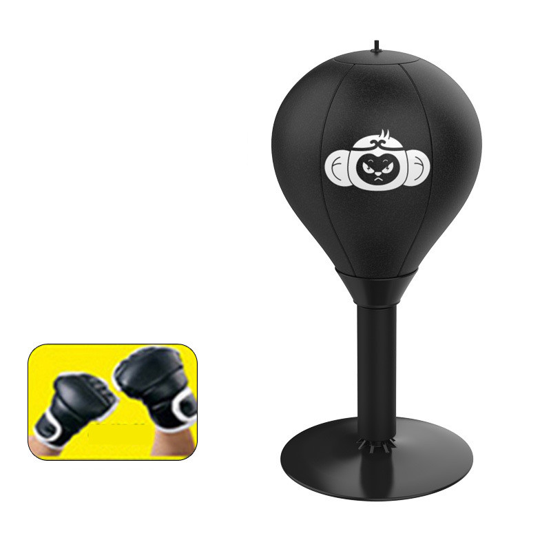 V888-ELOSUNG15724-215728-00 Adjustable Desktop Punching Speed Ball - Durable PU Leather, Stable Base (Monkey pattern and Half Finger Boxing Gloves) - Image 1
