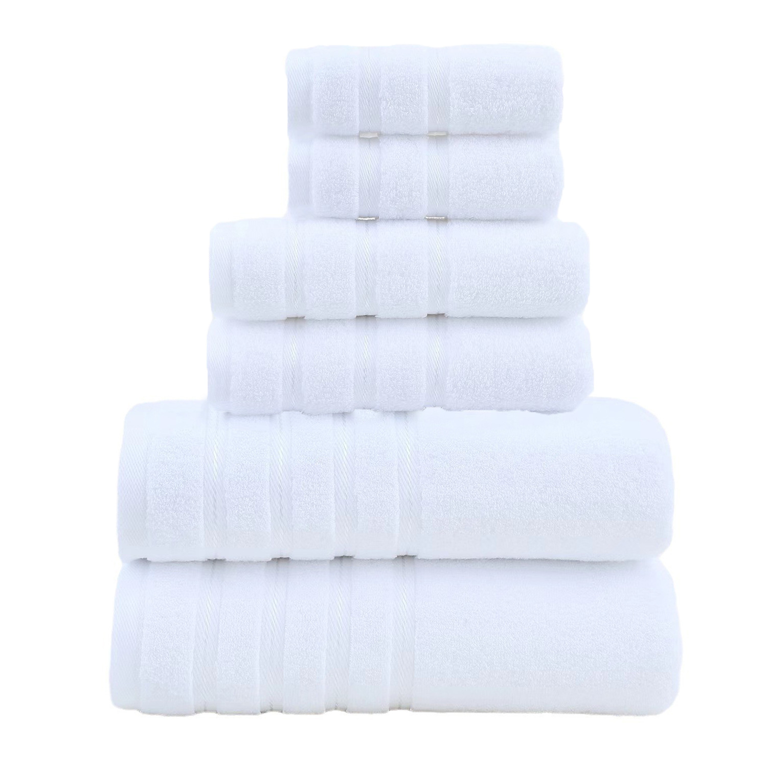V888-ELOSUNG15838-216105-00 White Luxury Cotton Towel Set - 6-Piece Ultra-Soft Bath, Hand, and Washcloth Set - Image 1