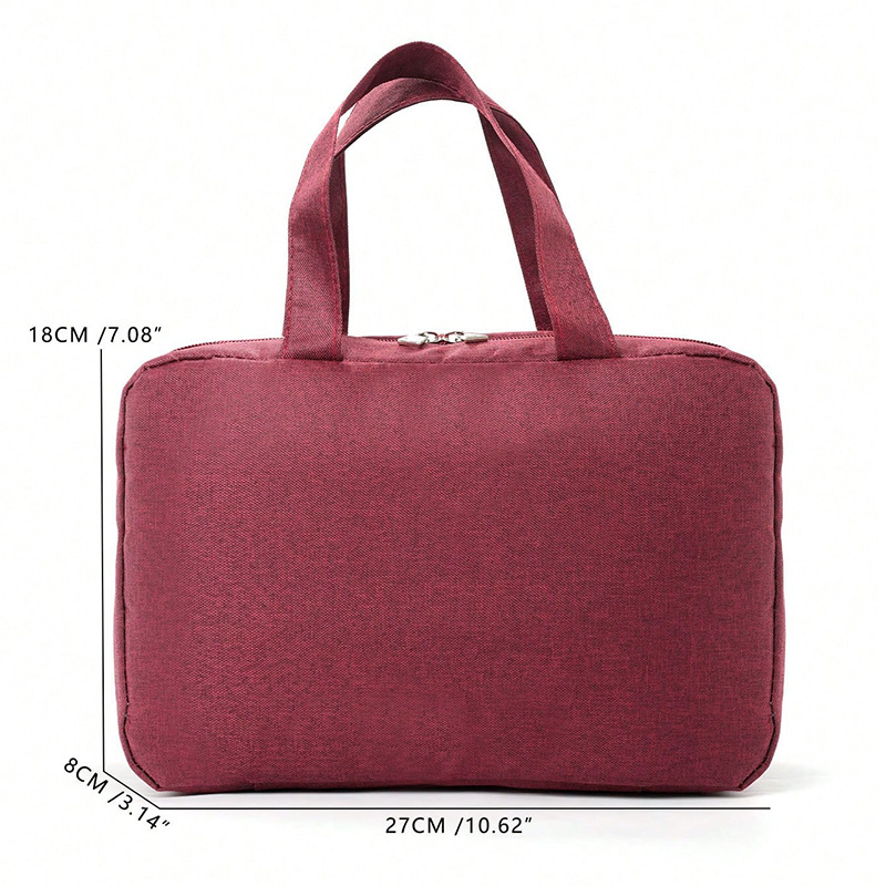 V888-ELOSUNG15875-216687-00 Wine Red Multipurpose Portable Travel Toiletry Bag - Waterproof Cosmetic Organizer with Zipper - Image 1