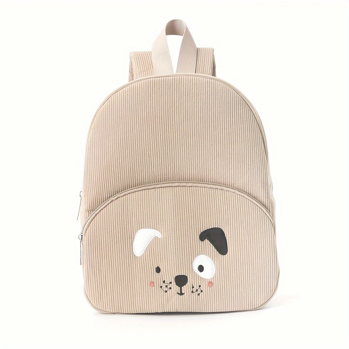 V888-ELOSUNG15890-216409-00 Cute Khaki Dog Backpack - Soft Corduroy Material with Adjustable Straps - Image 1