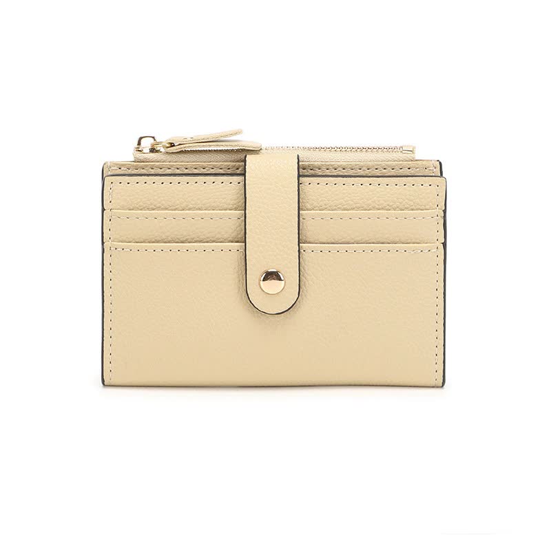 V888-ELOSUNG16009-214236-00 3 PCS Wallets Apricot Women's Small Zipper Snap Card Wallet, Ladies PU Leather Credit Card Holder with Coin Pocke - Image 1