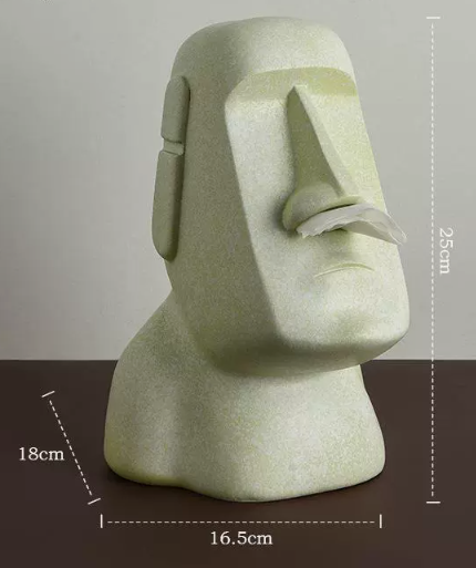 V888-ELOSUNG16137-215335-00 Light Green Creative Moai Tissue Holder - Fun and Unique Decorative Dispenser - Image 1