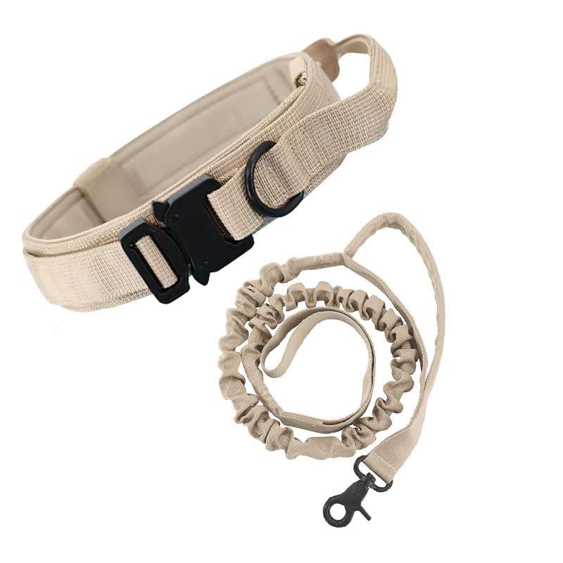 V888-ELOSUNG16195-215020-00 L khaki Hands-Free Dog Leash with Adjustable Waist Belt - Shock Absorbing Bungee Lead - Image 1