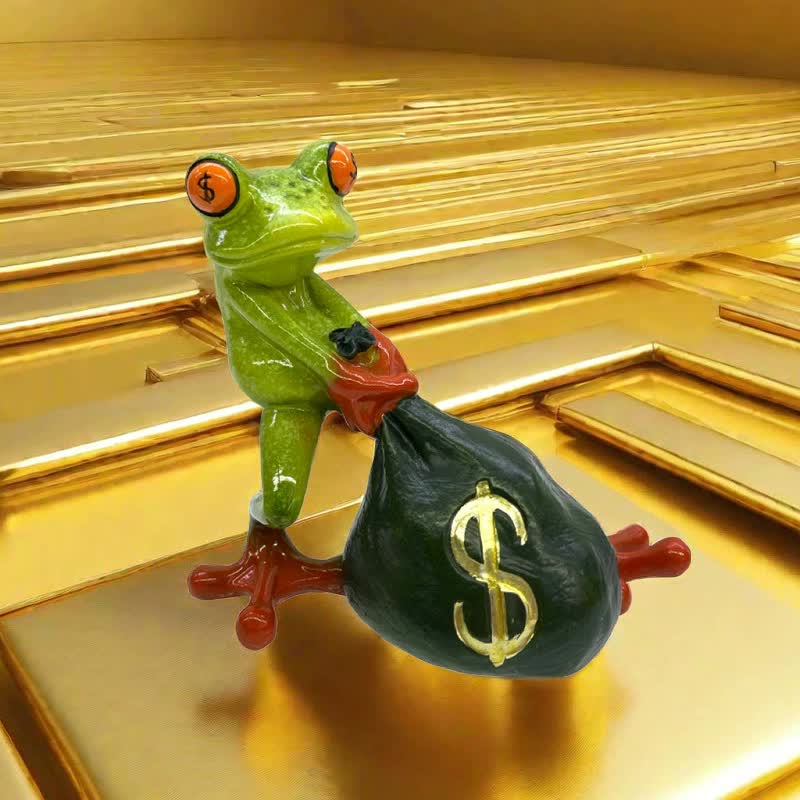 V888-ELOSUNG16213-215167-00 Money Frog Figurine - Lucky Wealth Decorative Ornament" - Image 1