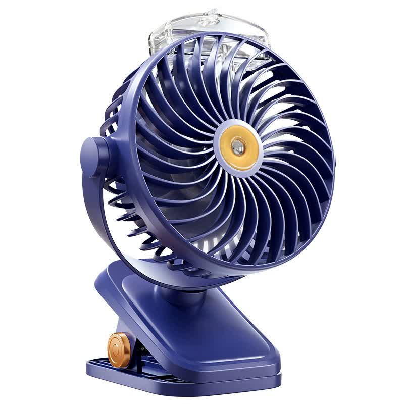 V888-ELOSUNG16253-215720-00 Blue Portable Clip-On Mist Fan - Rechargeable Cooling Fan with Adjustable Spray Modes - Image 1