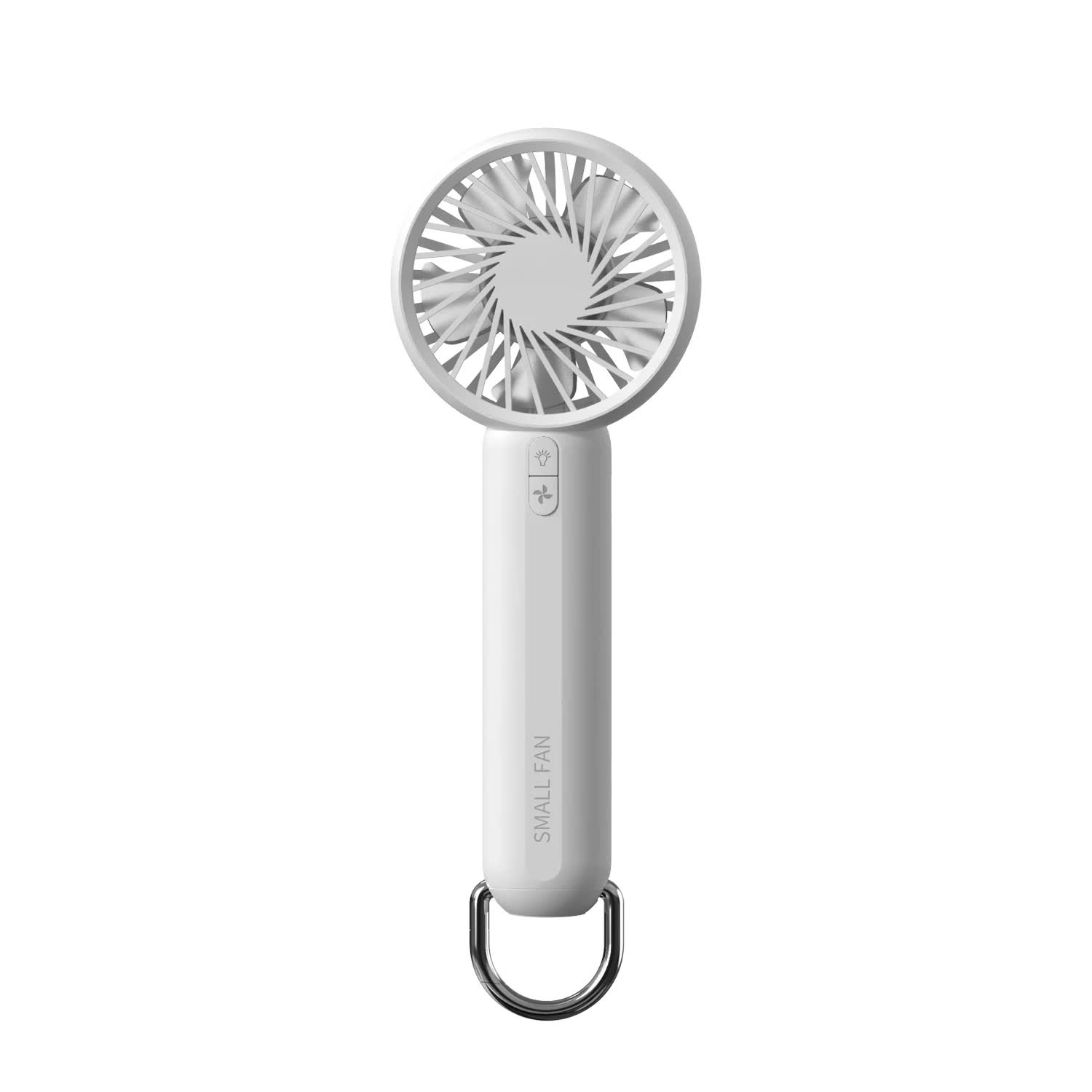 V888-ELOSUNG16255-215725-00 White Mini Handheld Rechargeable Fan - Portable USB-Powered Cooling with Keyring - Image 1