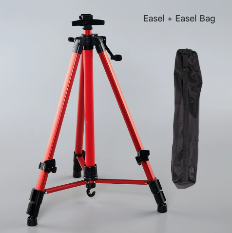 V888-ELOSUNG16283-215650-00 Red Portable Folding Artist Tripod Easel - Adjustable Stand for Sketching & Painting (Collapses to 54cm) - Image 1