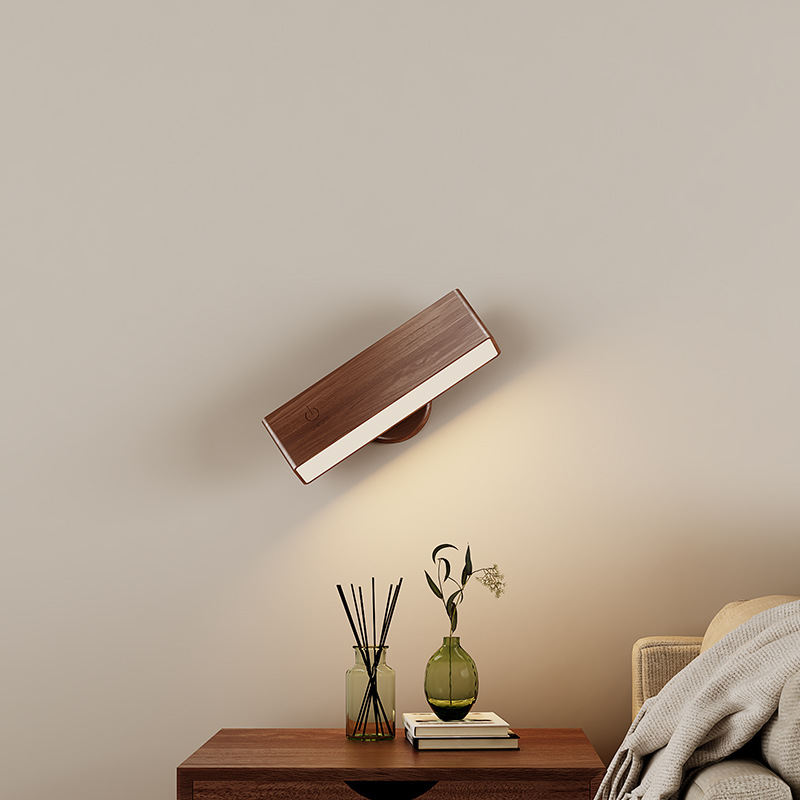 V888-ELOSUNG16378-215930-00 Brown Touch-Control Dimmable Wooden LED Wall Light - Minimalist Design - Image 1