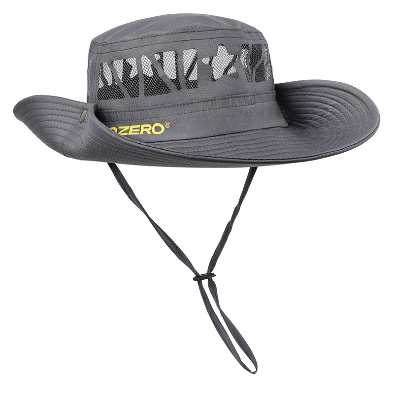 V888-ELOSUNG16390-216091-00 Grey Outdoor UV Protection Wide-Brim Boonie Hat with Mesh Ventilation - Image 1