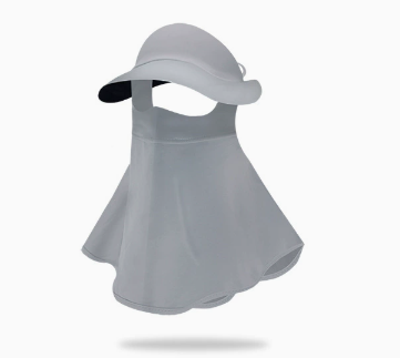 V888-ELOSUNG16398-215988-00 Grey Women's UV Protection Sun Hat with Detachable Neck Flap and Wide Brim - Image 1