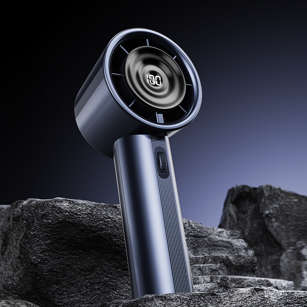 V888-ELOSUNG16470-216207-00 Blue High-Power Portable Handheld Fan with Digital Display - Image 1