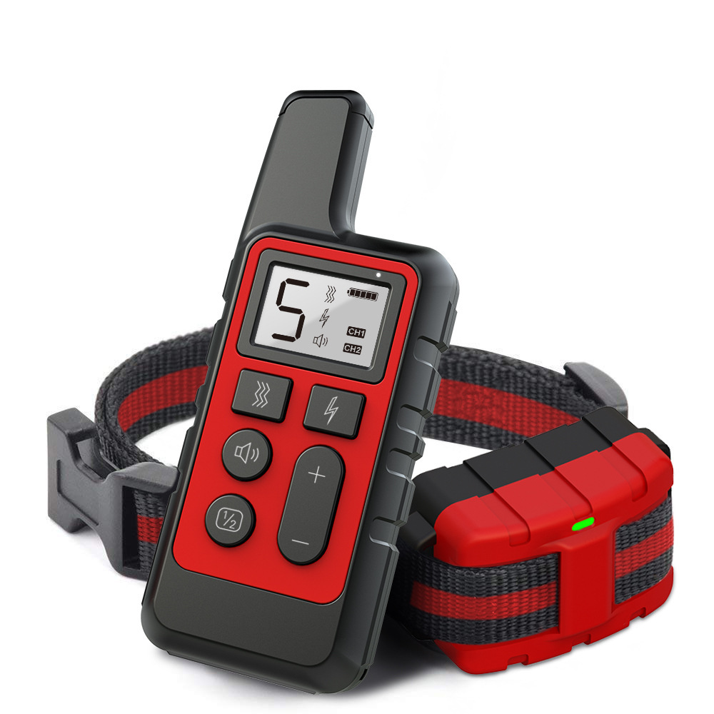 V888-ELOSUNG16663-222292-00 Red Remote Dog Training Collar with Adjustable Shock and Vibration - Rechargeable, Waterproof, 2 Channels for Small to Large Dogs - Image 1
