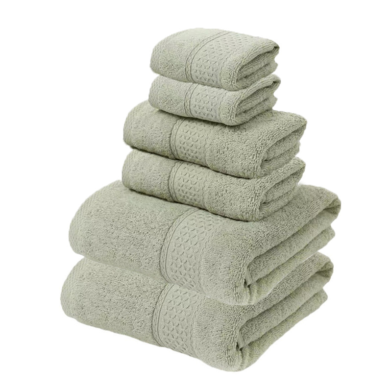 V888-ELOSUNG16781-223339-00 Grey Green Luxury 6-Piece 100% Cotton Towel Set - 2 Bath Towels, 2 Hand Towels, 2 Face Towels - Image 1