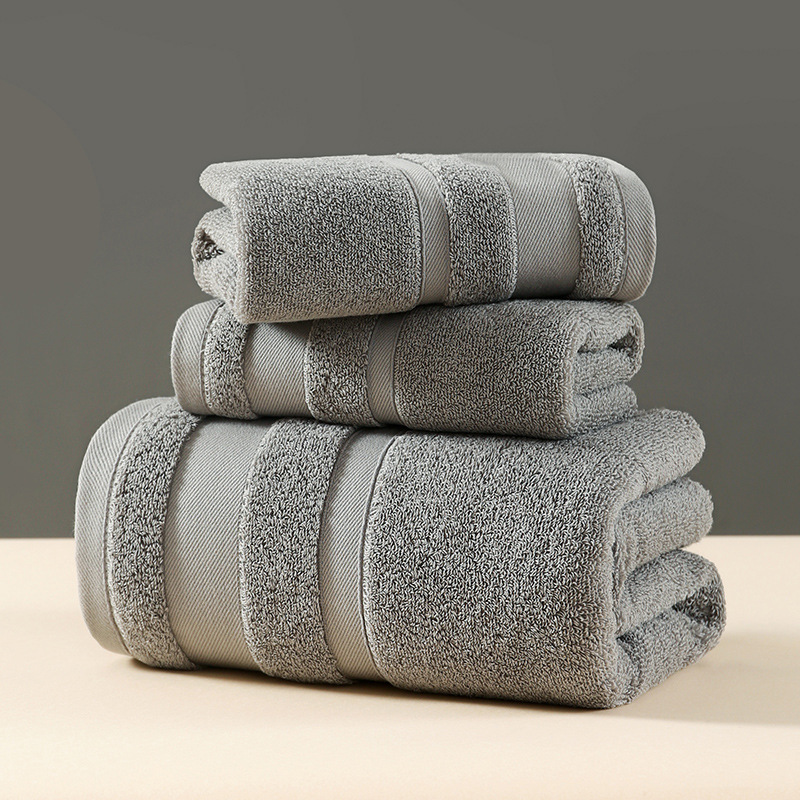 V888-ELOSUNG16790-223355-00 Grey Luxury 3-Piece 100% Cotton Towel Set - Bath, Hand & Face Towels - Image 1