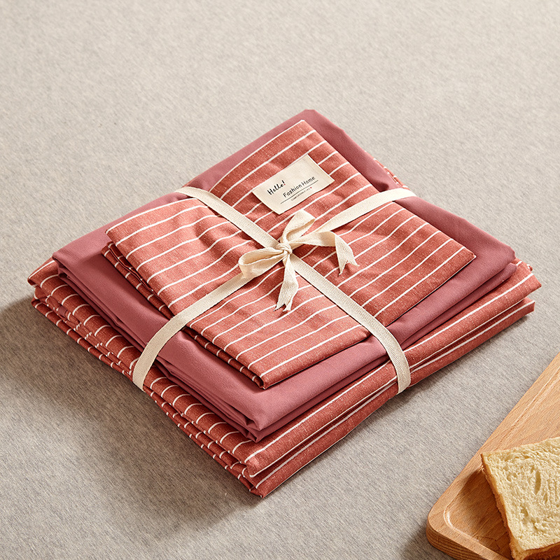 V888-ELOSUNG16800-224227-00 Red 4-Piece Cotton Bedding Set - Fits 1.5m/1.8m Beds (Duvet Cover 200x230cm, Bed Sheet 230x250cm) - Image 1