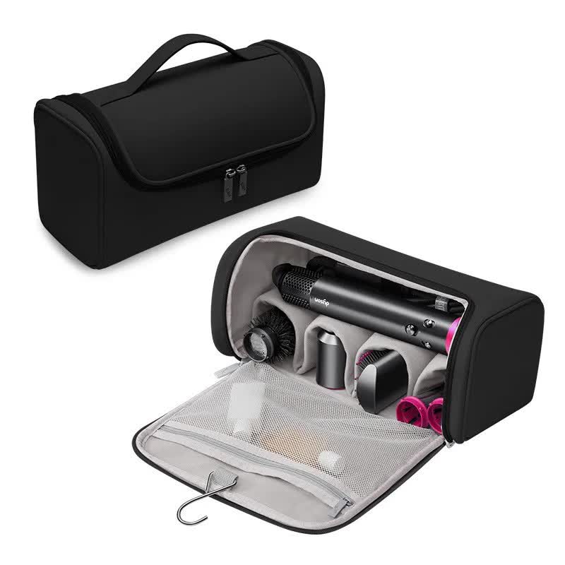 V888-ELOSUNG17085-214286-00 Black Portable PU Storage Bag for Hair Curlers, Hair Dryers, and Styling Tools(Hair dryers, etc. are shooting props and are not included in the product) - Image 1