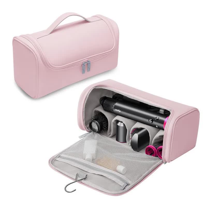 V888-ELOSUNG17086-214429-00 Pink Portable PU Storage Bag for Hair Curlers, Hair Dryers, and Styling Tools(Hair dryers, etc. are shooting props and are not included in the product) - Image 1