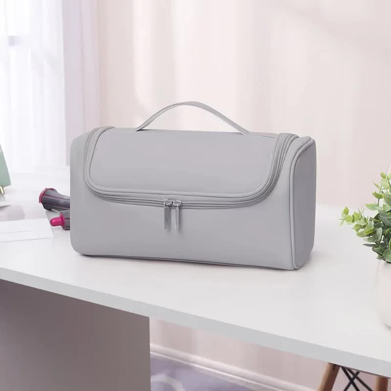 V888-ELOSUNG17087-214446-00 Grey Portable PU Storage Bag for Hair Curlers, Hair Dryers, and Styling Tools(Hair dryers, etc. are shooting props and are not included in the product) - Image 1