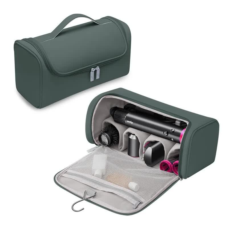 V888-ELOSUNG17089-214450-00 Green Portable PU Storage Bag for Hair Curlers, Hair Dryers, and Styling Tools(Hair dryers, etc. are shooting props and are not included in the product) - Image 1