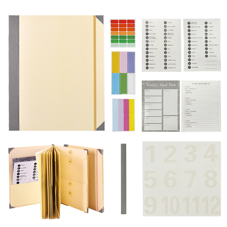 V888-ELOSUNG17096-214293-00 Yellow Accordion File Binder with 12 Envelopes - Durable Document Organizer - Image 1