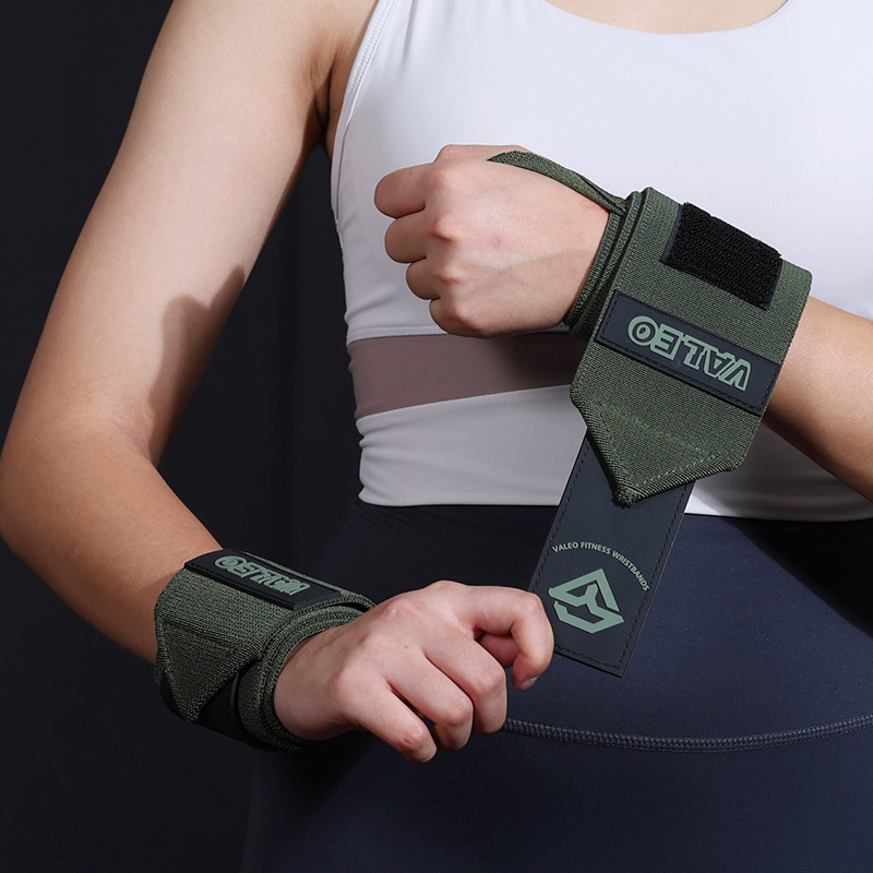 V888-ELOSUNG17253-215036-00 1 Pair Dark Green Heavy-Duty Gym Wrist Wraps for Weightlifting, Powerlifting, and Injury Prevention - Image 1