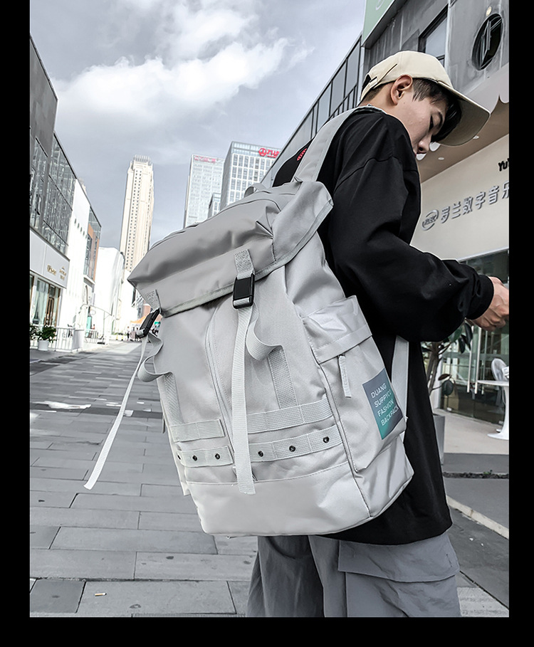 V888-ELOSUNG17258-215203-00 Grey Trendy Street Style Backpack - Large Capacity for Hiking, Students & Everyday Use - Image 1