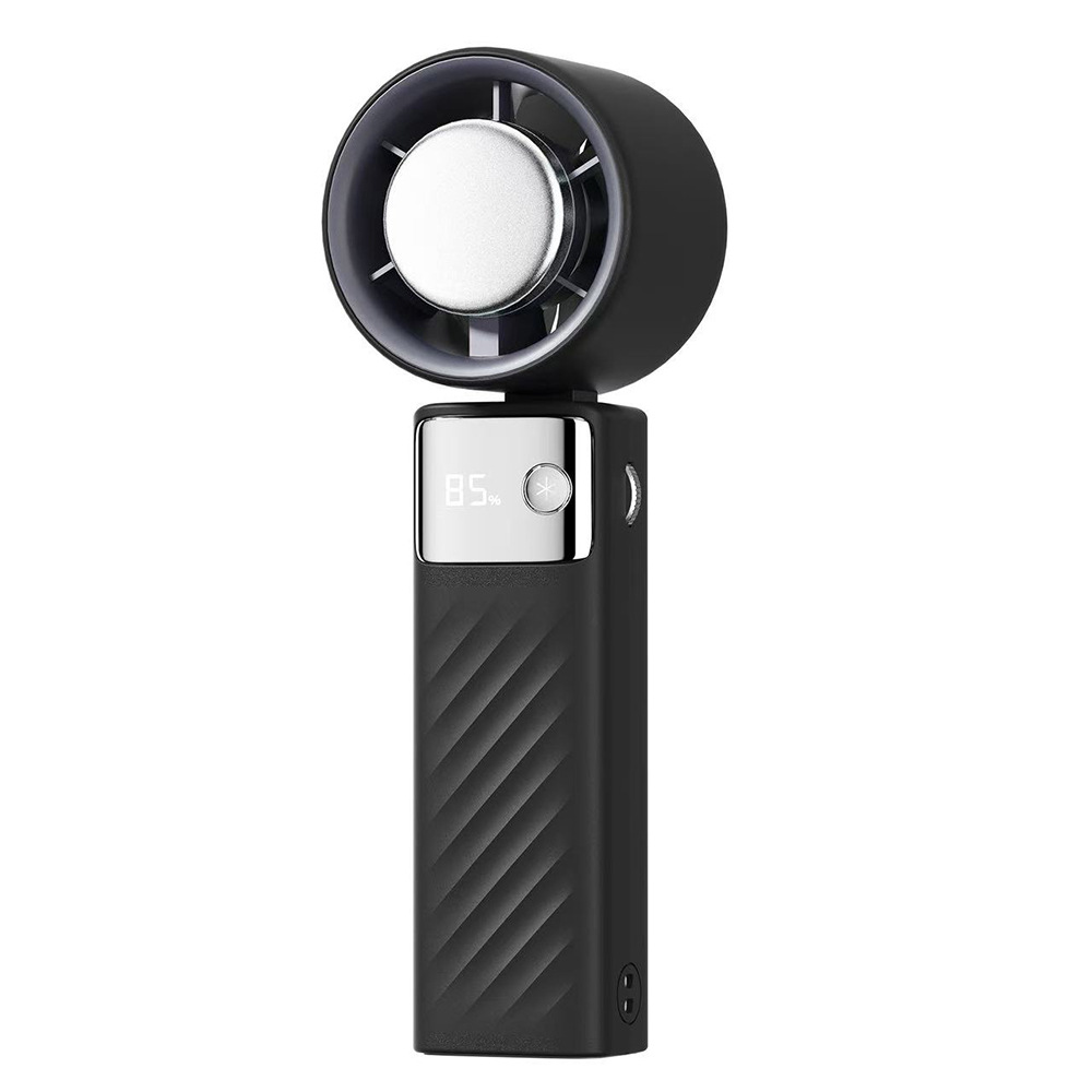 V888-ELOSUNG17478-216150-00 Black Portable Turbo Handheld USB Rechargeable Fan with Digital Speed Display - High-Speed Cooling Fan for Outdoor Use - Image 1
