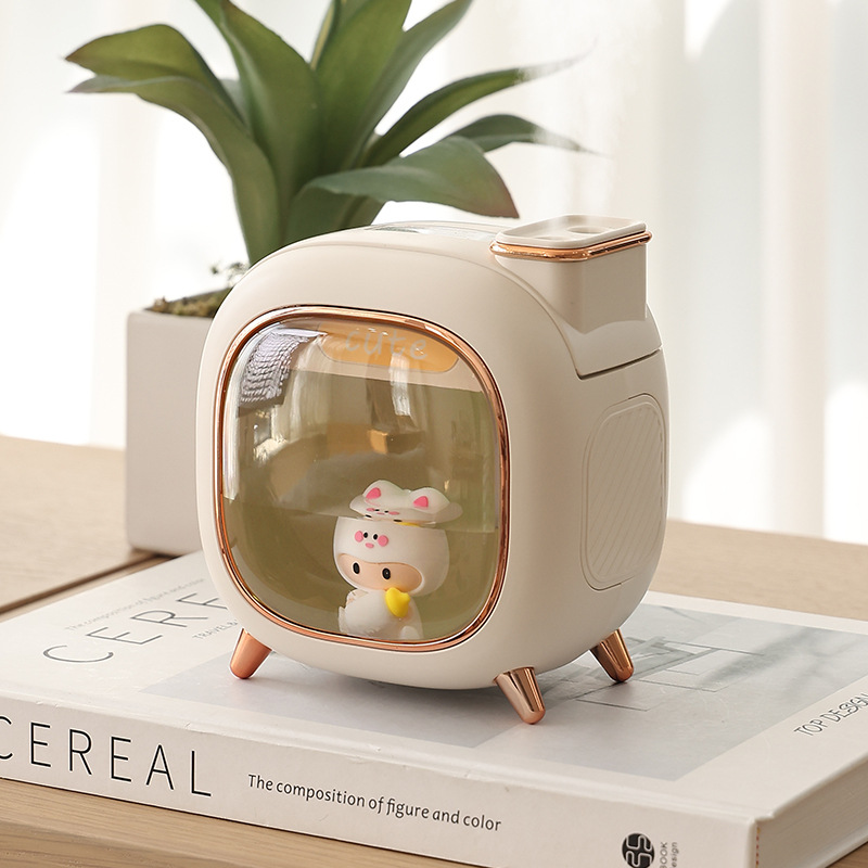 V888-ELOSUNG17481-216154-00 Off White USB Desktop Dual Mist Cute Humidifier with Essential Oil Diffuser, 500ml Large Capacity, Quiet Aromatherapy Machine for Bedroom and Office(without essential oil) - Image 1