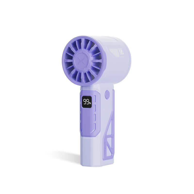 V888-ELOSUNG17486-216196-00 Purple 100-Speed Mecha Handheld Fan | USB Rechargeable High-Speed Mini Fan | Powerful & Silent | Lightweight 150g with 6-8 Hour Battery Life - Image 1