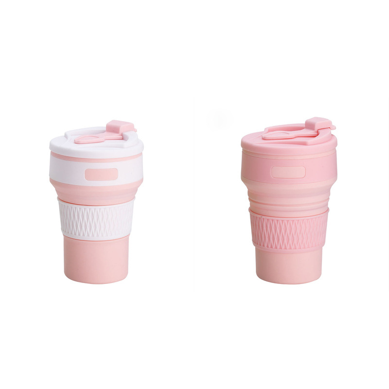 V888-ELOSUNG17494-216673-00 2 Pcs Pink Collapsible Silicone Coffee Cup – Portable, Food-Grade, Microwave & Freezer Safe Travel Mug(Combination pack of the same color) - Image 1