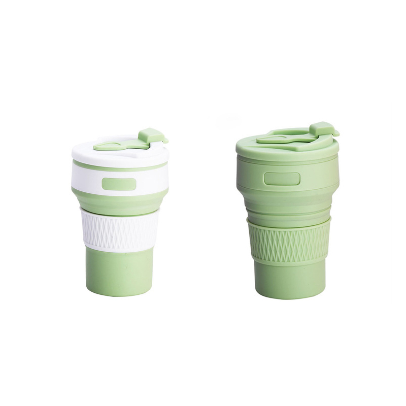 V888-ELOSUNG17495-216305-00 2 Pcs Green Collapsible Silicone Coffee Cup - Portable, Food-Grade, Microwave & Freezer Safe Travel Mug(Combination pack of the same color) - Image 1