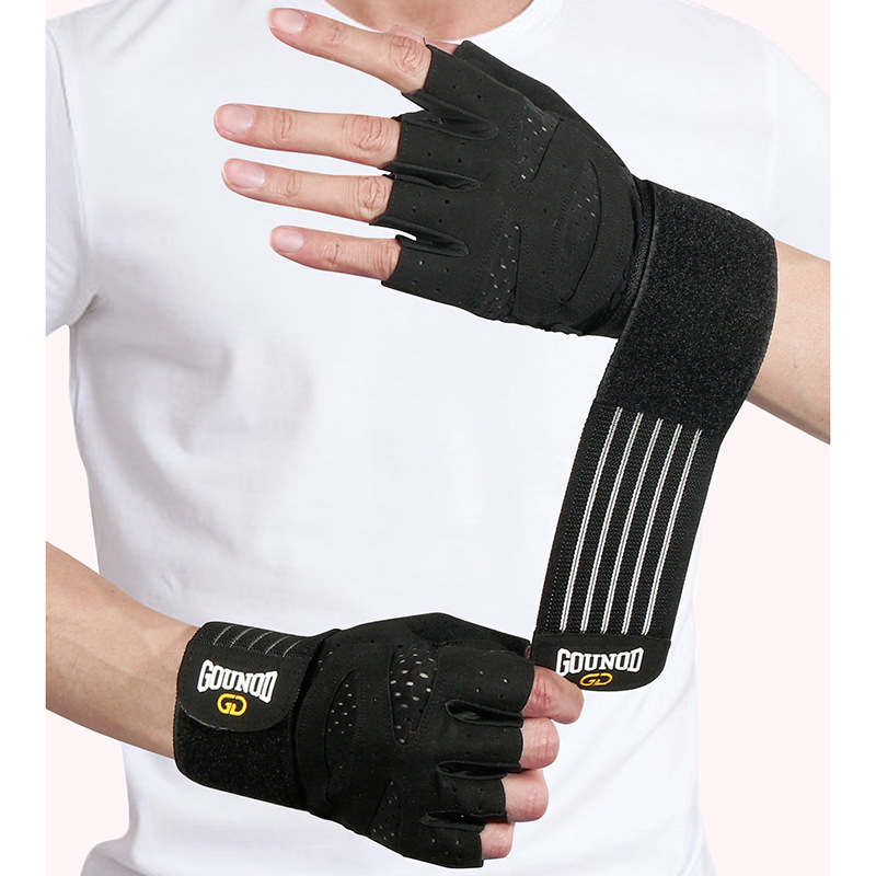 V888-ELOSUNG17544-216367-00 Size M Black Breathable Anti-Slip Gym Gloves for Workout and Weightlifting - Durable, Adjustable Fitness Gloves for Men and Women - Image 1