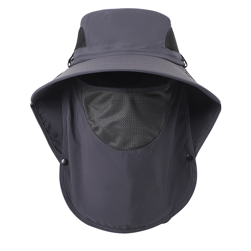V888-ELOSUNG17557-216503-00 Dark Grey Outdoor Sun Hat with Face & Neck Protection, Quick-Dry, Breathable UV Protection Cap for Men and Women - Adjustable, Dust & Insect Repellent Hiking Hat - Image 1