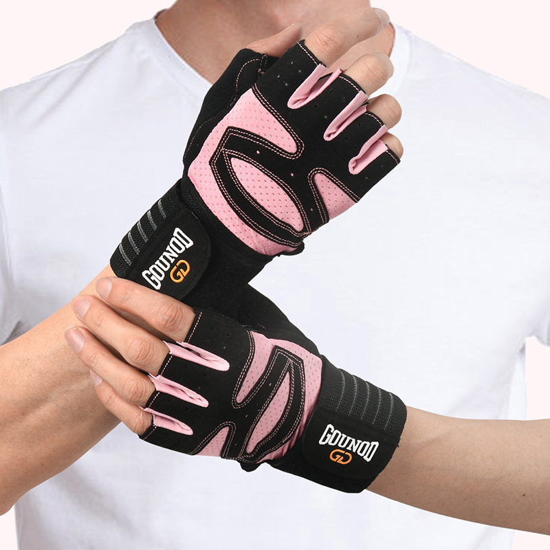 V888-ELOSUNG17574-216389-00 Size XL Black And Pink Breathable Anti-Slip Gym Gloves for Workout and Weightlifting - Durable, Adjustable Fitness Gloves for Men and Women - Image 1