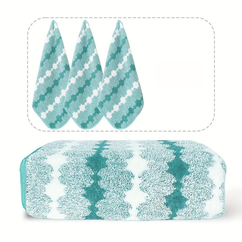 V888-ELOSUNG17596-216640-00 Cyan Premium Coral Fleece Towel Set - 1 Bath Towel (88x170cm) + 3 Hand Towels (35x35cm) - Soft, Absorbent, and Quick-Drying - Image 1