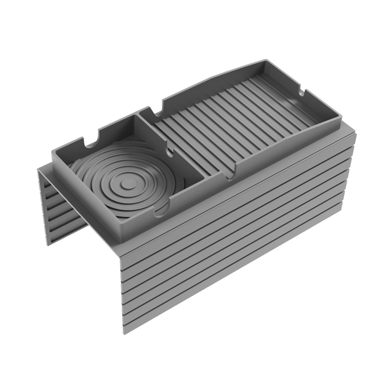 V888-ELOSUNG17619-216620-00 Grey Multi-Function Sofa Cup Holder Tray, Silicone Drink Organizer, Adjustable and Easy-to-Clean Sofa Armrest Storage Box for Drinks, Snacks, and Gadgets - Image 1