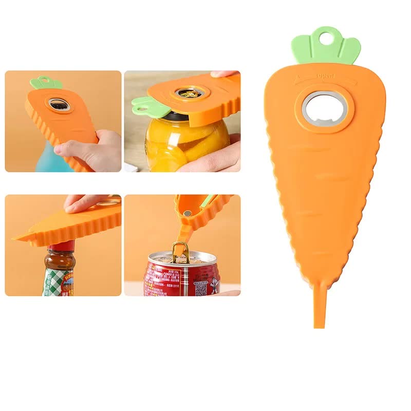 V888-ELOSUNG17661-218438-00 2 Pcs Orange Carrot-Shaped Multi-Function Bottle Opener – Versatile Kitchen Tool for Jars, Cans, and Bottles - Image 1