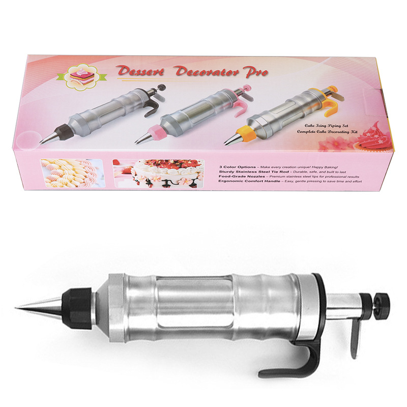 V888-ELOSUNG17708-222260-00 Black Cream Piping Gun for Cookie Decorating - 6 Nozzle DIY Set for Baking and Cake Decoration - Image 1