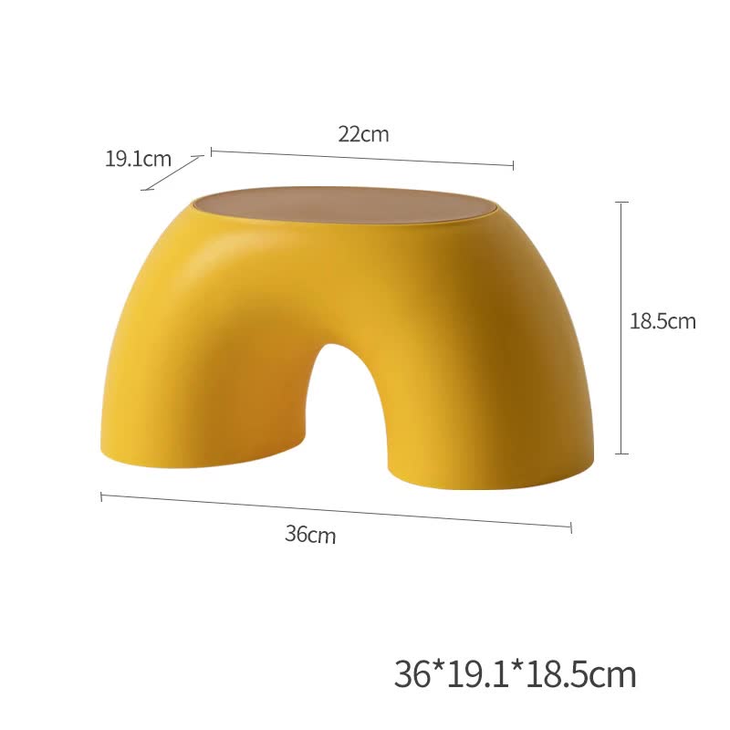 V888-ELOSUNG17763-223291-00 Yellow Minimalist Round Shape Footstool - Durable Anti-slip Rainbow Stool for Home, Creative Design PP+Polypropylene Material, Comfortable Shoe Bench - Image 1