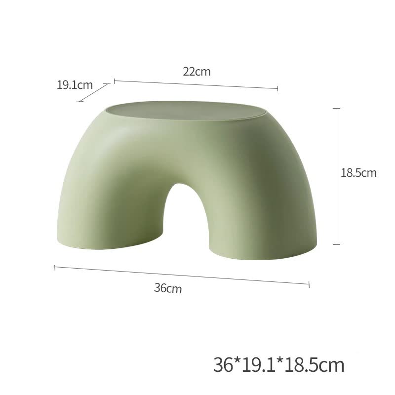 V888-ELOSUNG17766-223249-00 Green Minimalist Round Shape Footstool - Durable Anti-slip Rainbow Stool for Home, Creative Design PP+Polypropylene Material, Comfortable Shoe Bench - Image 1